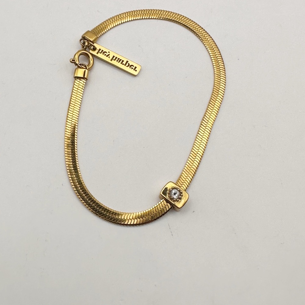 Hey Harper HARMONY Bracelet Gold Chain Cubic Zirconia CZ Minimalist Jewelry - Picture 4 of 13